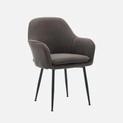 Poltrone in velluto a coste con gambe in metallo nero opaco, set di 4