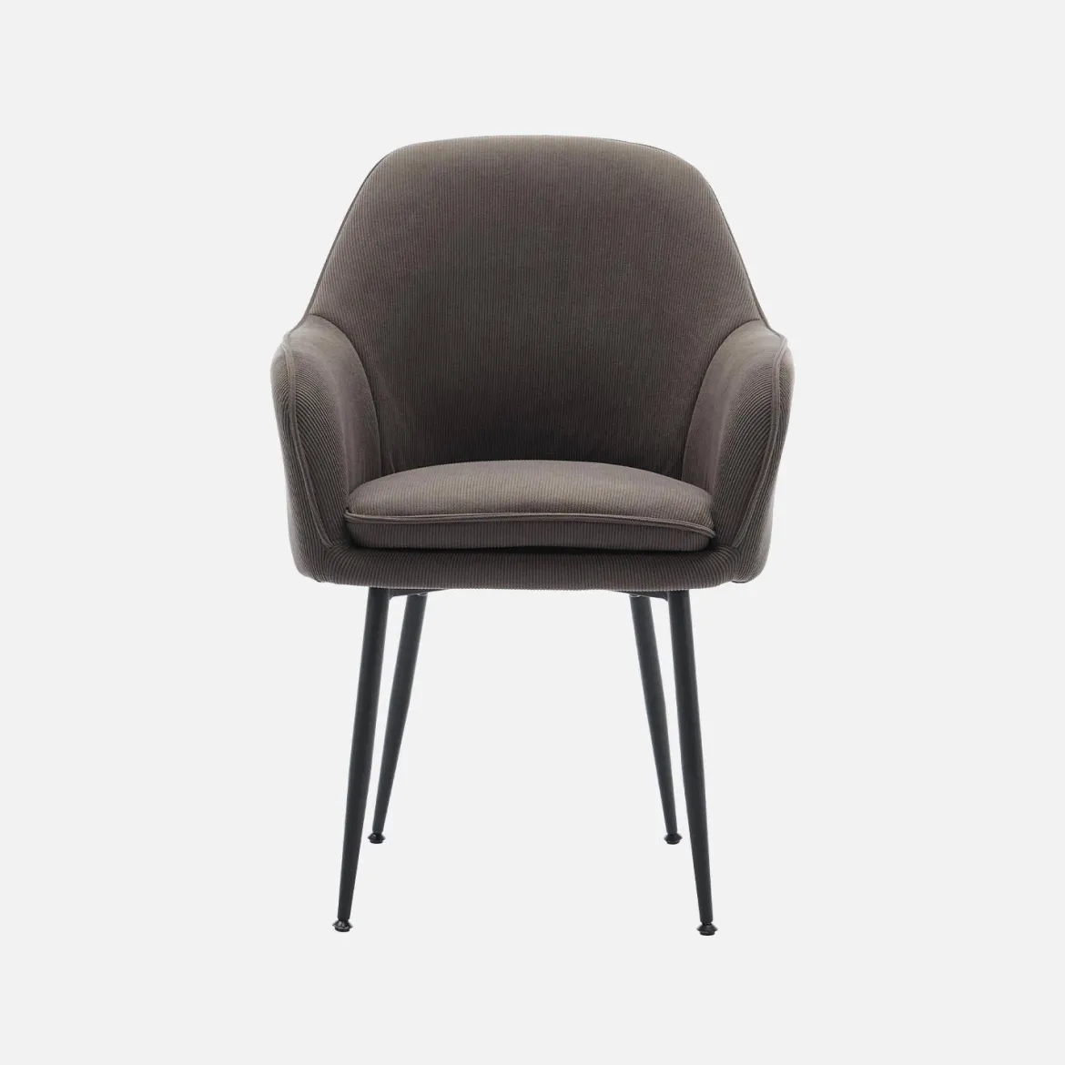 Poltrone in velluto a coste con gambe in metallo nero opaco, set di 4