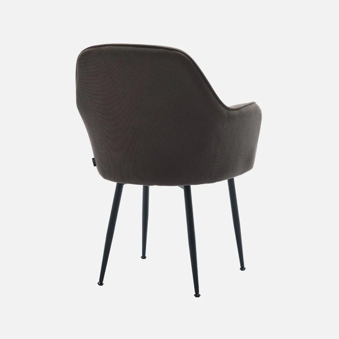 Poltrone in velluto a coste con gambe in metallo nero opaco, set di 4