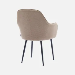 Poltrone in velluto a coste con gambe in metallo nero opaco, set di 4