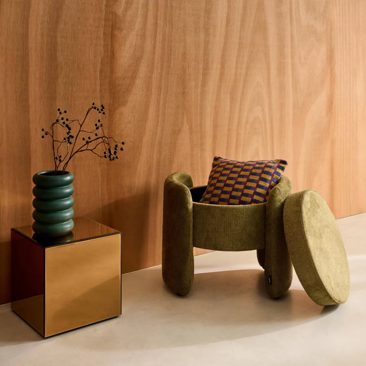 Pouf contenitore in tessuto