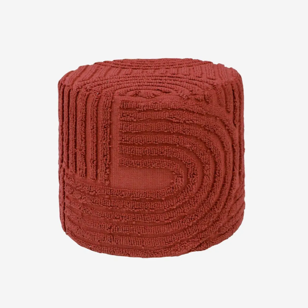 Pouf rotondo in bouclé testurizzato