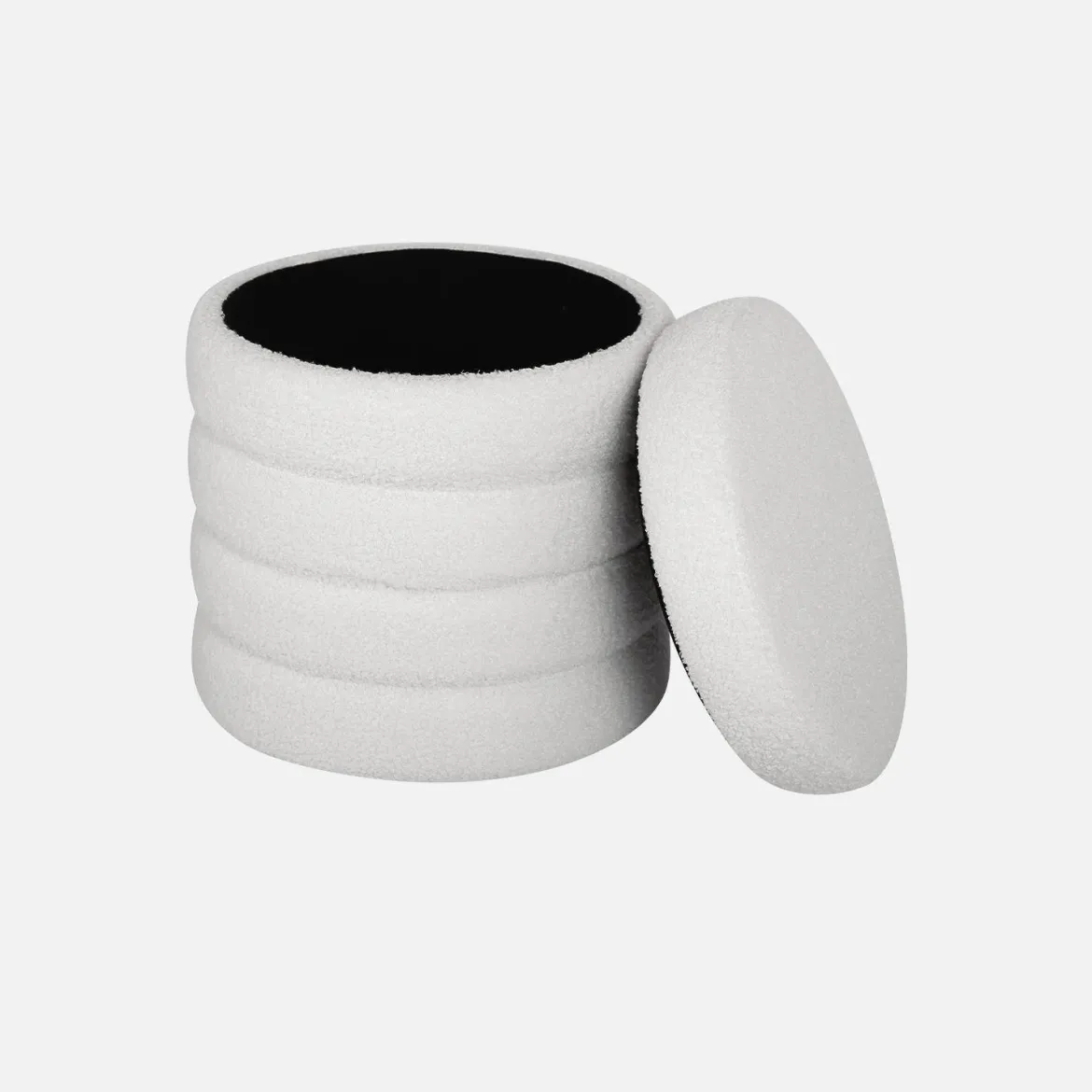 Pouf contenitore in bouclé