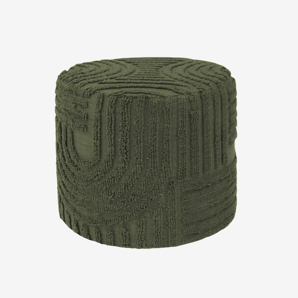 Pouf rotondo in bouclé testurizzato