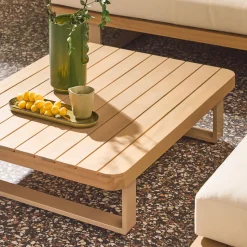 Salotto da giardino angolare in legno di acacia e alluminio, 5 posti