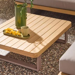 Salotto da giardino angolare in legno di acacia e alluminio, 5 posti