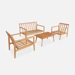 Salotto da giardino in acacia, 4 posti