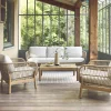 Salotto da giardino in acacia con corda, 5 posti