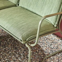 Salotto da giardino in acciaio, vetro e textilene, 4 posti