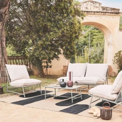 Salotto da giardino in acciaio e textilene, 4 posti
