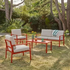 Salotto da giardino in alluminio, 4 posti
