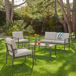 Salotto da giardino in alluminio, 4 posti