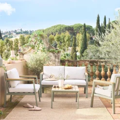 Salotto da giardino in alluminio e polipropilene, 4 posti
