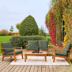 Salotto da giardino in legno di acacia, 4 posti