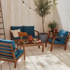 Salotto da giardino in legno, 4 posti