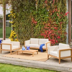 Salotto da giardino in legno di acacia, 4 posti