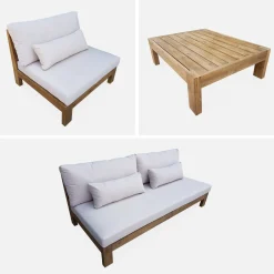 Salotto da giardino in legno, 5 posti