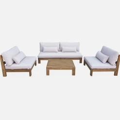 Salotto da giardino in legno, 5 posti