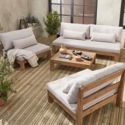 Salotto da giardino in legno, 5 posti