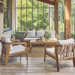 Salotto da giardino in legno di acacia, 5 posti