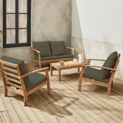 Salotto da giardino in legno, 4 posti