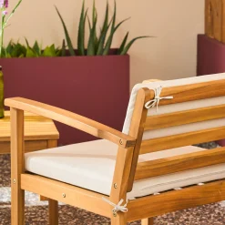 Salotto da giardino in legno di acacia, 4 posti
