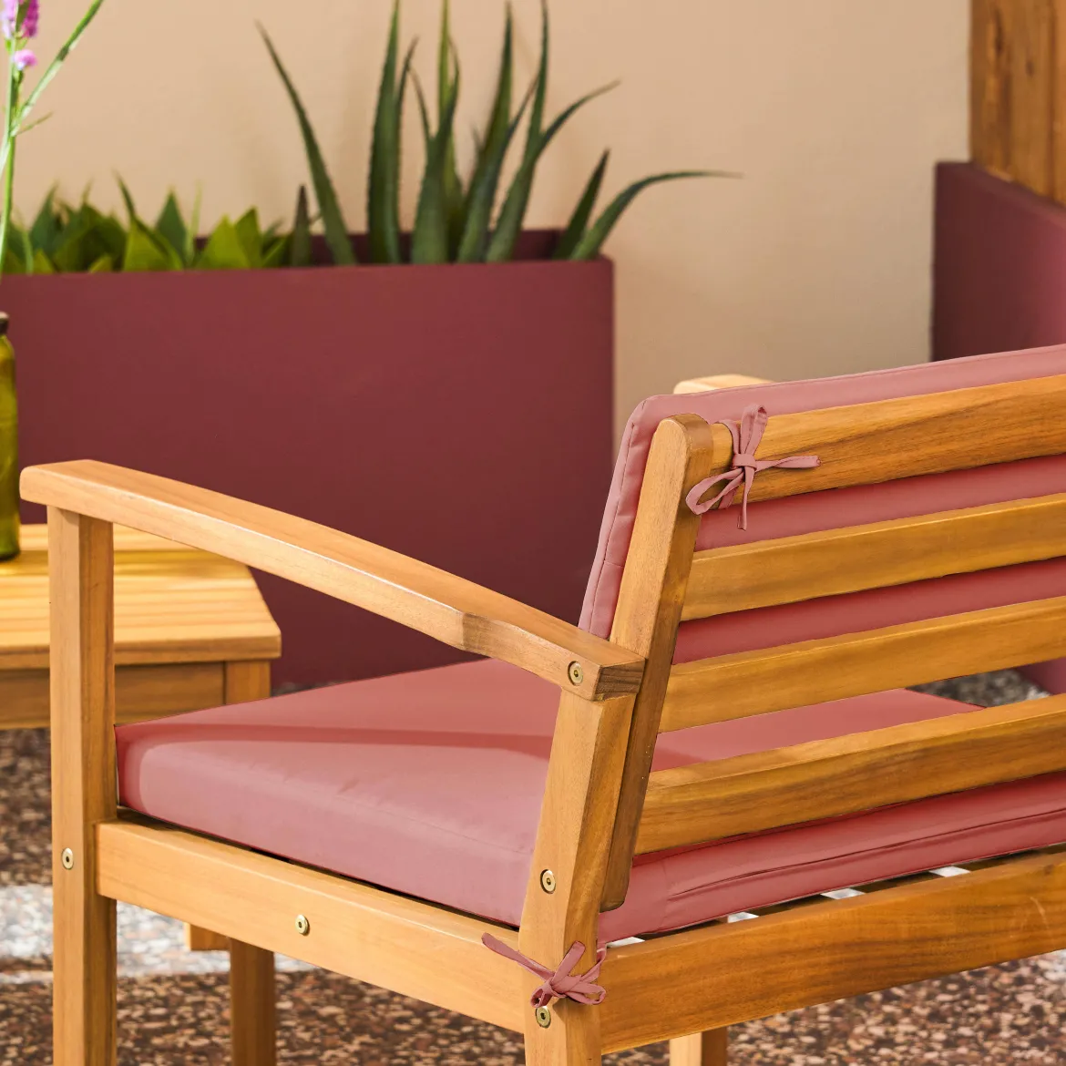Salotto da giardino in legno di acacia, 4 posti