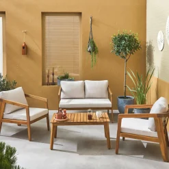 Salotto da giardino in legno di acacia, 4 posti