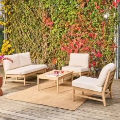 Salotto da giardino in legno di acacia, 4 posti