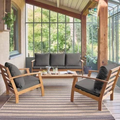 Salotto da giardino in legno di acacia, 5 posti
