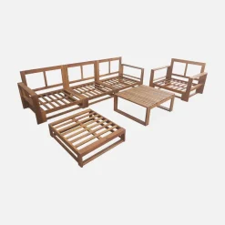 Salotto da giardino in legno, 5 posti