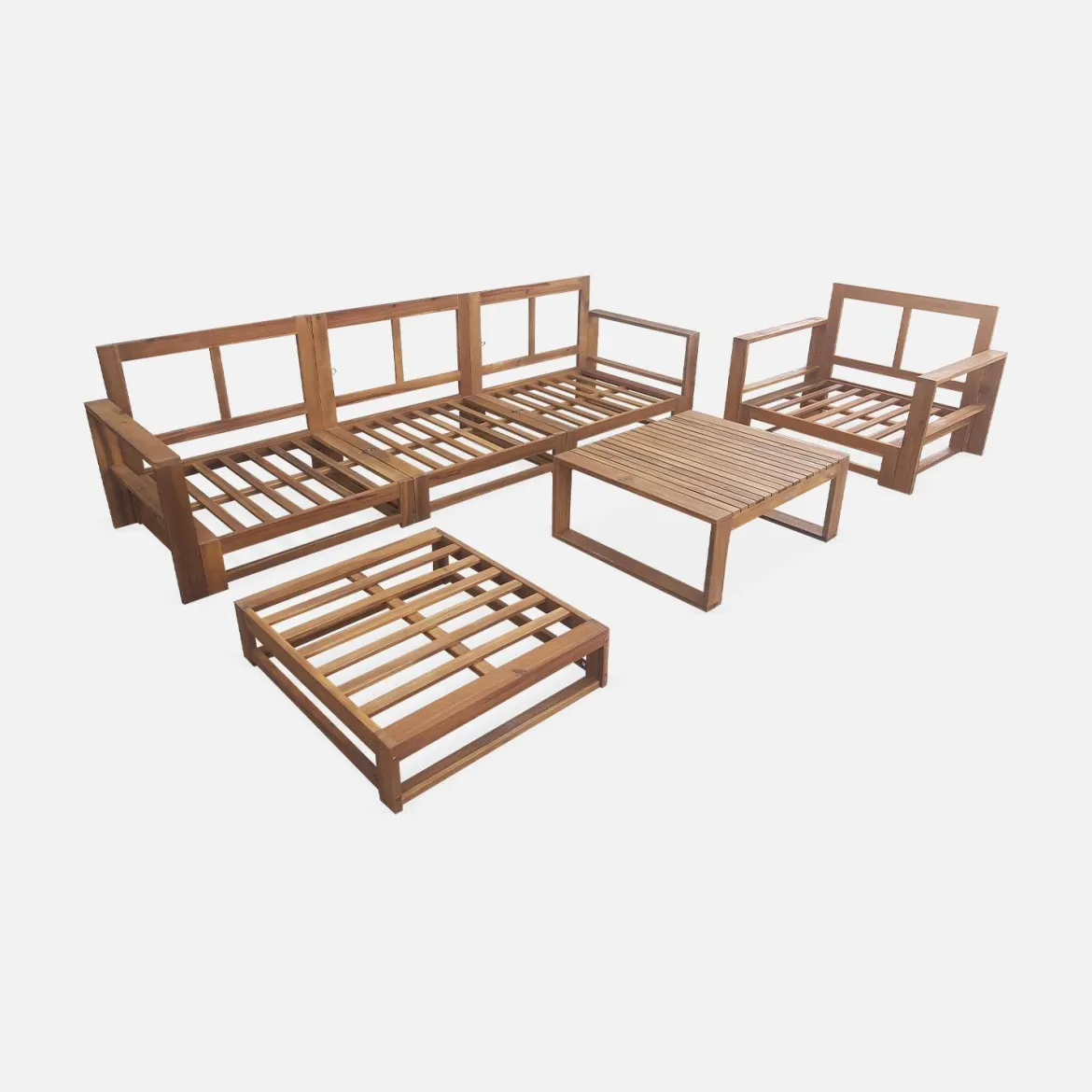 Salotto da giardino in legno, 5 posti