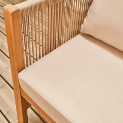 Salotto da giardino in legno e corda, 4 posti