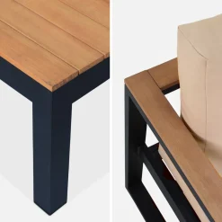 Salotto da giardino in legno di eucalipto e alluminio, 5 posti