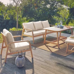 Salotto da giardino in legno di acacia, 7 posti