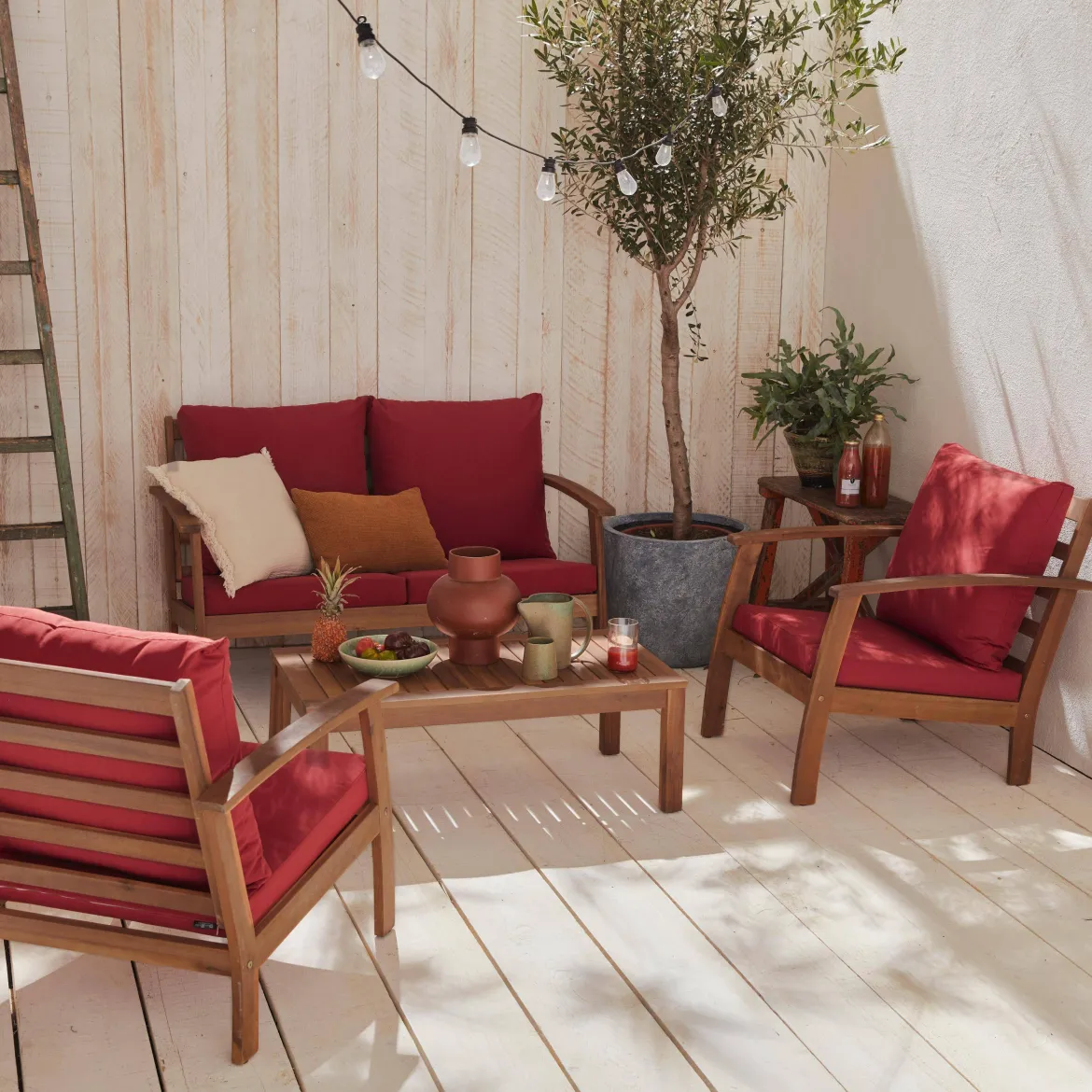 Salotto da giardino in legno, 4 posti