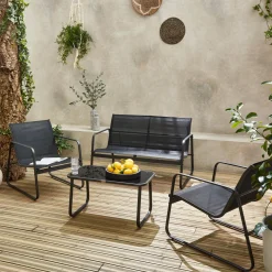 Salotto da giardino in metallo, 4 posti