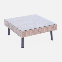 Salotto da giardino in resina intrecciata piatta, 5 posti