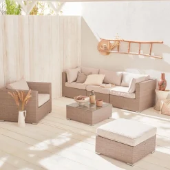 Salotto da giardino in resina intrecciata, 5 posti