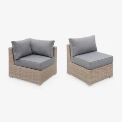 Salotto da giardino in resina intrecciata, 5 posti
