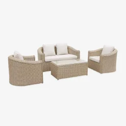 Salotto da giardino in resina intrecciata, 4 posti