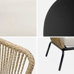 Salotto da giardino in resina intrecciata effetto rattan, 4 posti