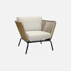 Salotto da giardino in resina intrecciata effetto rattan, 4 posti