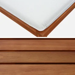 Salotto da giardino modulare in legno di acacia e bouclé, 5 posti
