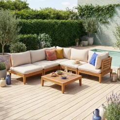 Salotto da giardino modulare in legno di acacia, 5 posti