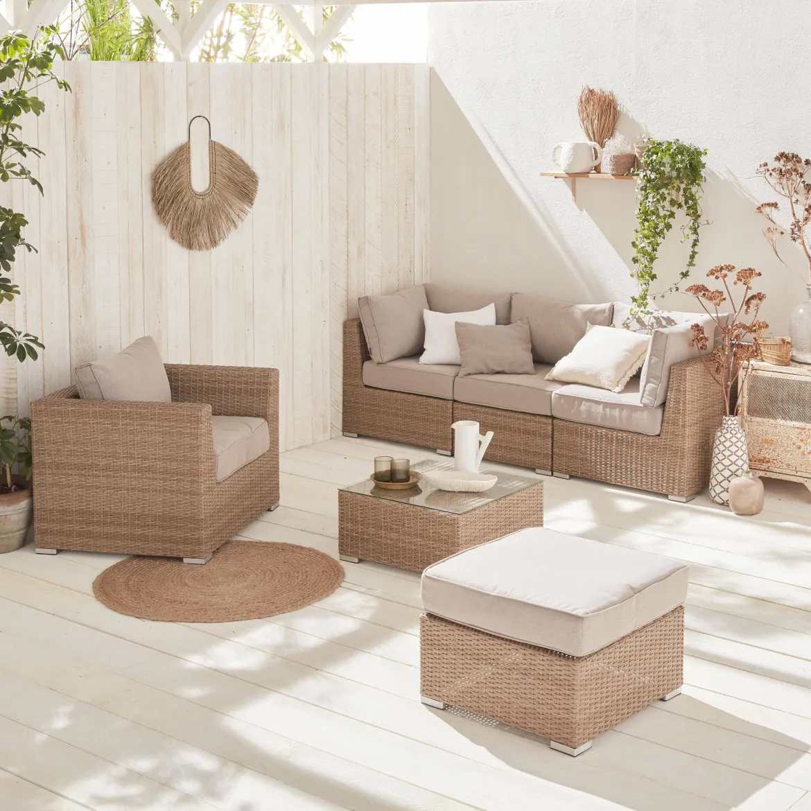 Salotto da giardino premium in resina intrecciata, 5 posti