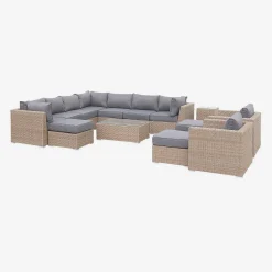 Salotto da giardino premium in resina intrecciata, 12-14 posti