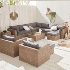 Salotto da giardino premium in resina intrecciata, 12-14 posti