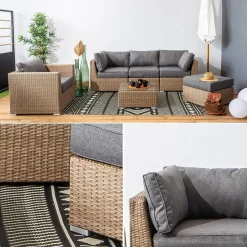 Salotto da giardino premium in resina intrecciata, 5 posti