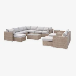 Salotto da giardino premium in resina intrecciata, 12-14 posti